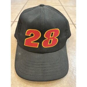 Vtg Davey Allison‎ Hat Cap Adult Black Red Snapback USA #28 Spellout Nascar